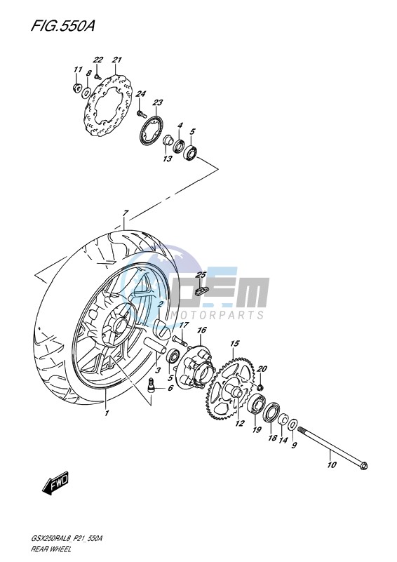 REAR WHEEL (GW250RAL8 P21)