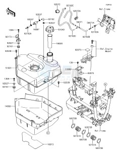 BRUTE FORCE 750 4x4i EPS KVF750GHF EU drawing Fuel Tank