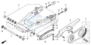 CB1300A CB1300SUPER FOUR drawing SWINGARM/CHAIN CASE