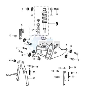 FOX LN A BE drawing REAR SHOCK AND STAND