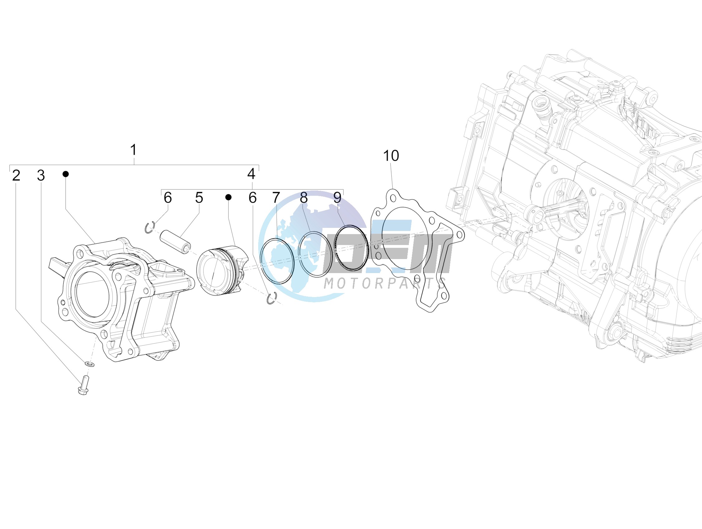 Cylinder-piston-wrist pin unit