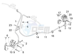 GTV 250 ie USA drawing Brakes pipes - Calipers