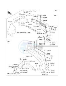 KAF620 G MULE 3000 (G1-G5) MULE 3000 drawing FRONT FENDER-- S- --- KAF620-G3 - G5- -