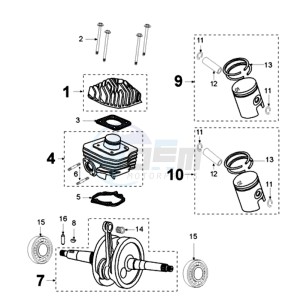 LUDIX 10 B ONE drawing CRANKSHAFT AND CYLINDER ALU