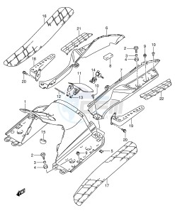 AN250 (E2) Burgman drawing REAR LEG SHIELD (MODEL K1 K2)