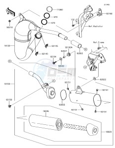 KX85 KX85CFF EU drawing Muffler(s)