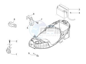 LX 125 4T E3 UK drawing Control switches - Battery - Horn