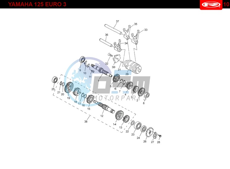 GEARBOX  Yamaha 125 EURO-3