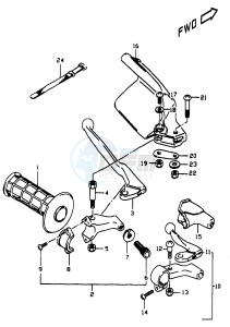 DR350 (V-W-X) drawing LEFT HANDLE LEVER