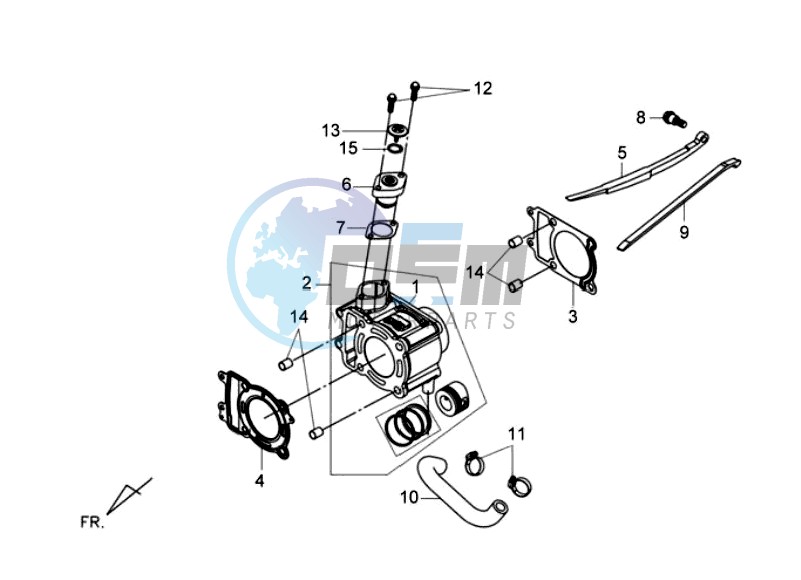 CYLINDER MET PISTON / CYLINDER GASKETS TOP AND BOTTOM