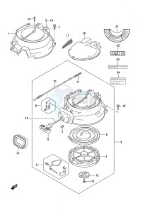 DF 25 V-Twin drawing Magneto Cover/Recoil Starter/Silencer Non-Remote Control