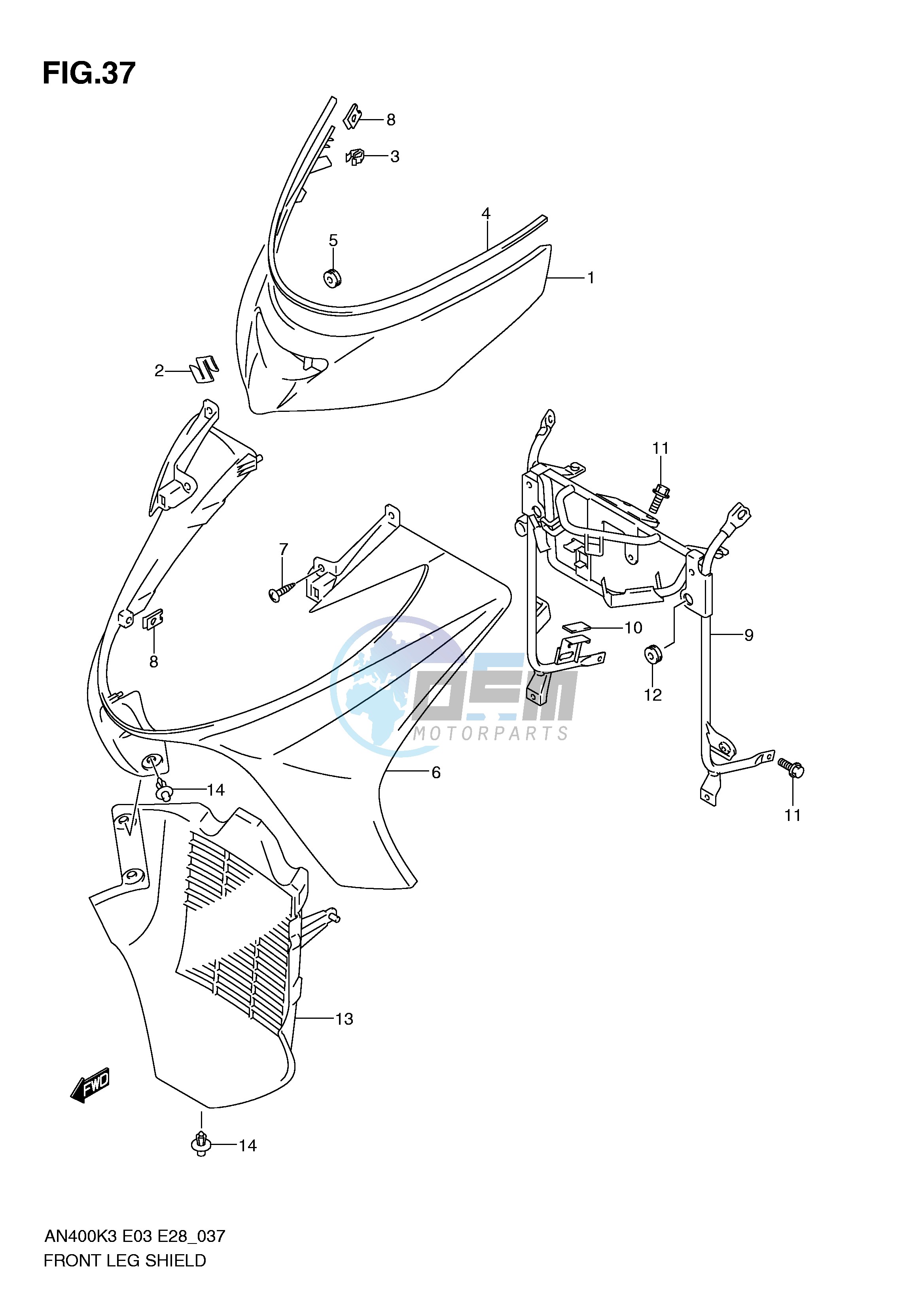 FRONT LEG SHIELD (MODEL K3 K4)