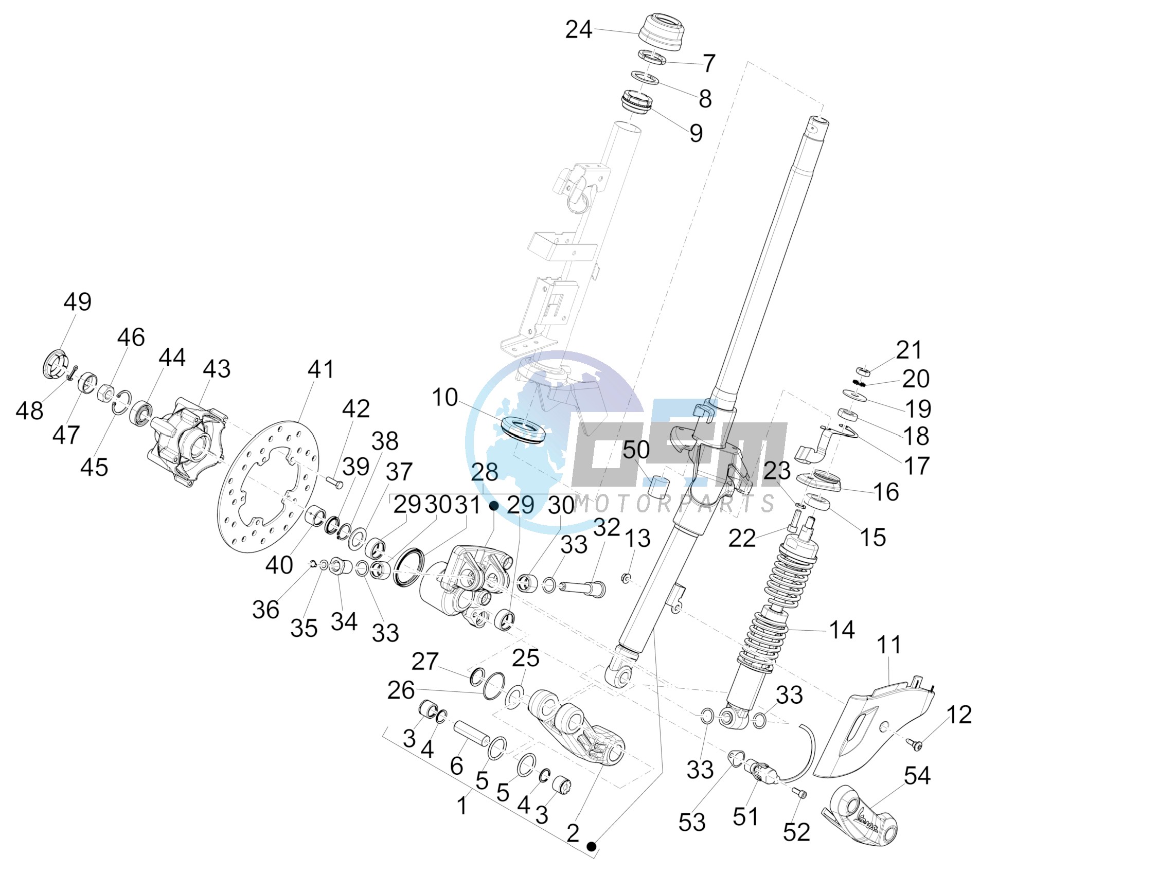 Fork/steering tube - Steering bearing unit