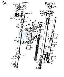 F9 A (-A) 350 drawing FRONT FORK -- 72-73 F9_F9-A 350- -