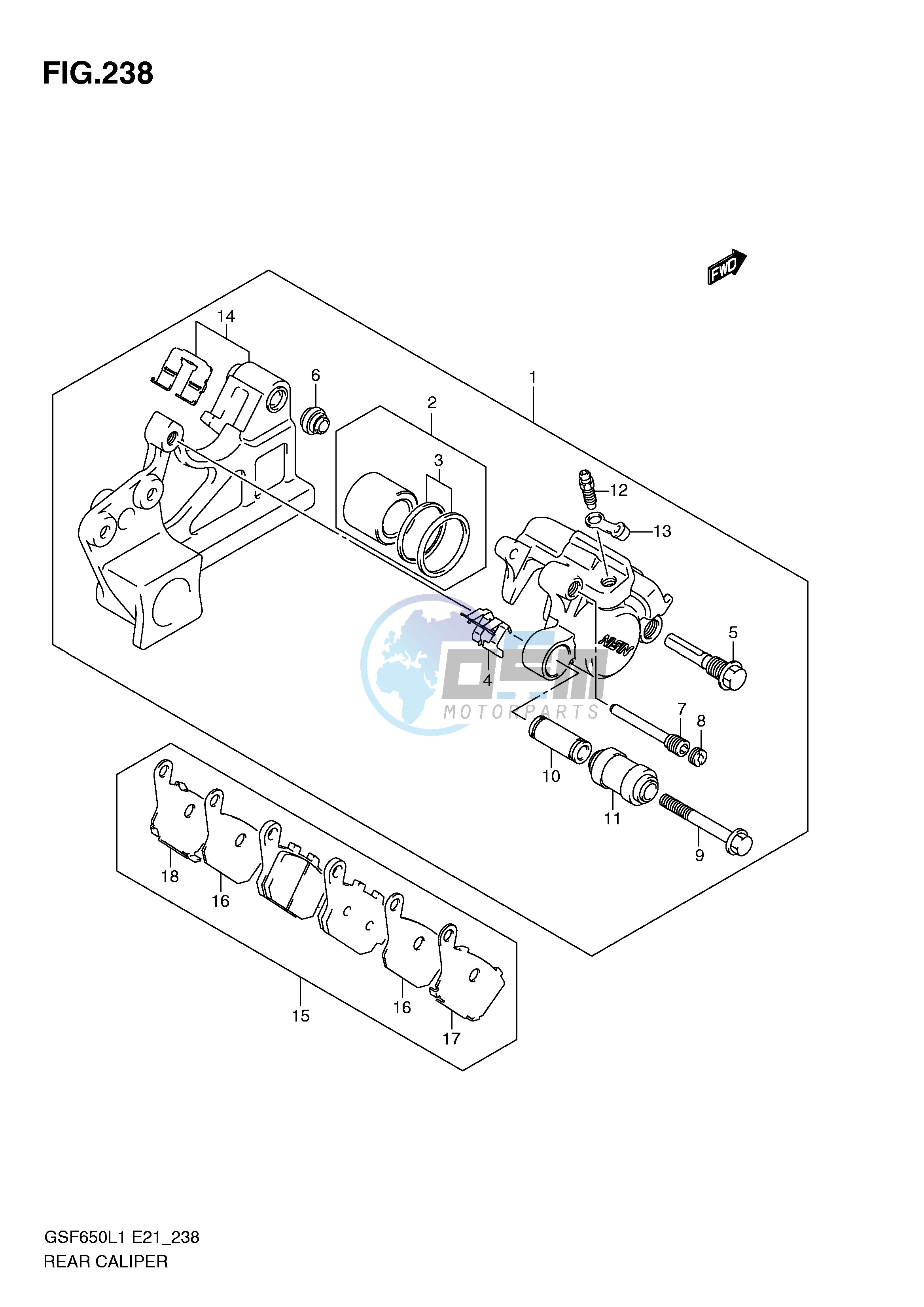 REAR CALIPER (GSF650SUAL1 E21)