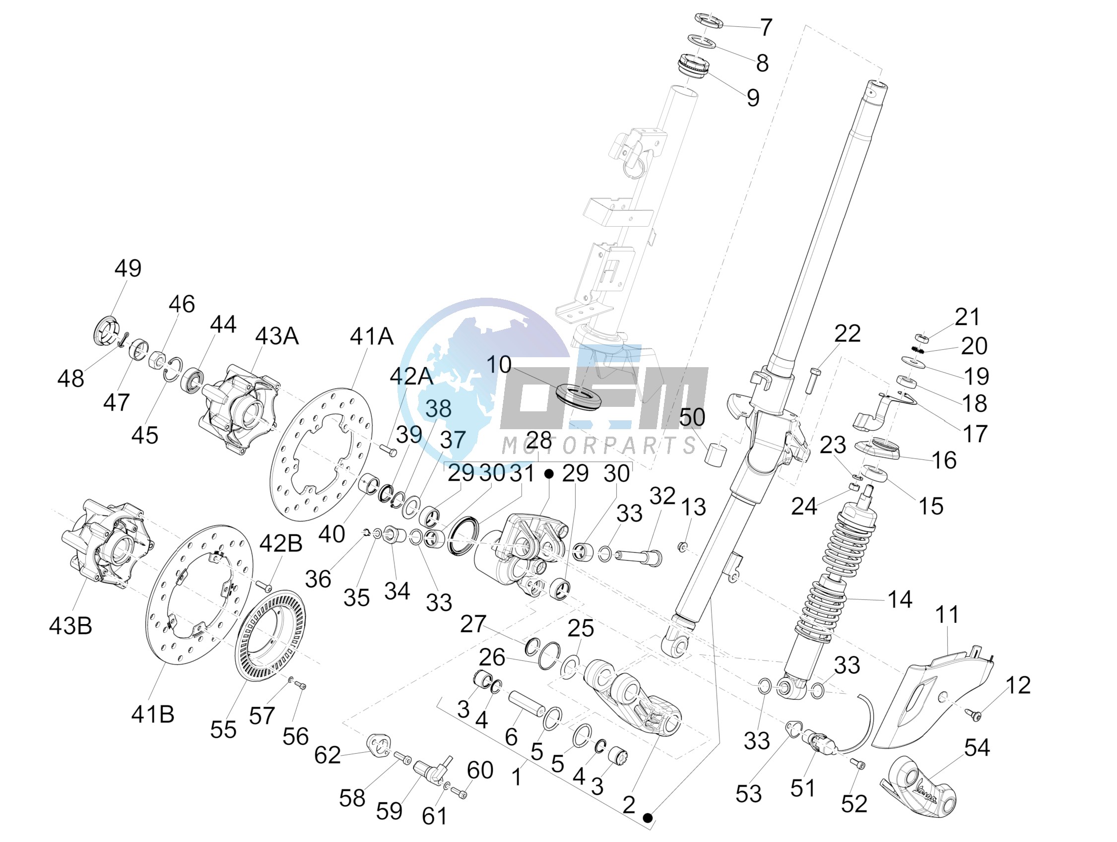 Fork/steering tube - Steering bearing unit