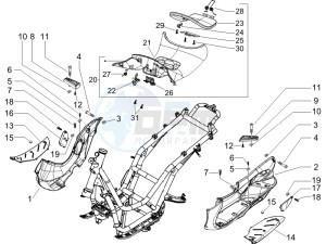 Beverly 250 ie Sport e3 drawing Central cover - Footrests