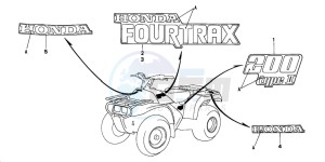 TRX200D FOURTRAX 200 drawing MARK (TRX200D)('92,'93)