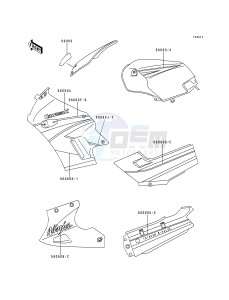 EX 250 F [NINJA 250R] (F6-F9) [NINJA 250R] drawing DECALS-- EBONY- -