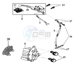 SHARK 50 drawing VOORBRAKE CALIPER / BRAKE LEVER /BRAKE LINES