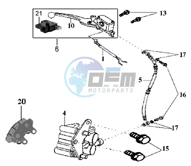 VOORBRAKE CALIPER / BRAKE LEVER /BRAKE LINES