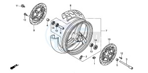 CB600F CB600F drawing FRONT WHEEL