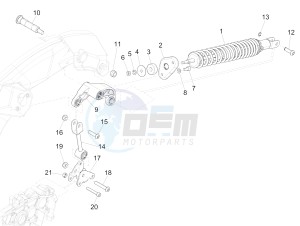 946 ARMANI 125 4T 3V ABS E3 (EMEA, APAC) drawing Rear suspension - Shock absorber/s