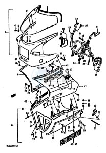 RG500 (E1) Gamma drawing COWLING (MODEL G E2,E15,E16,E17,E21,E22,E25,E34,E39)