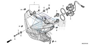 VFR1200FDF VFR1200F Dual Clutch E drawing HEADLIGHT