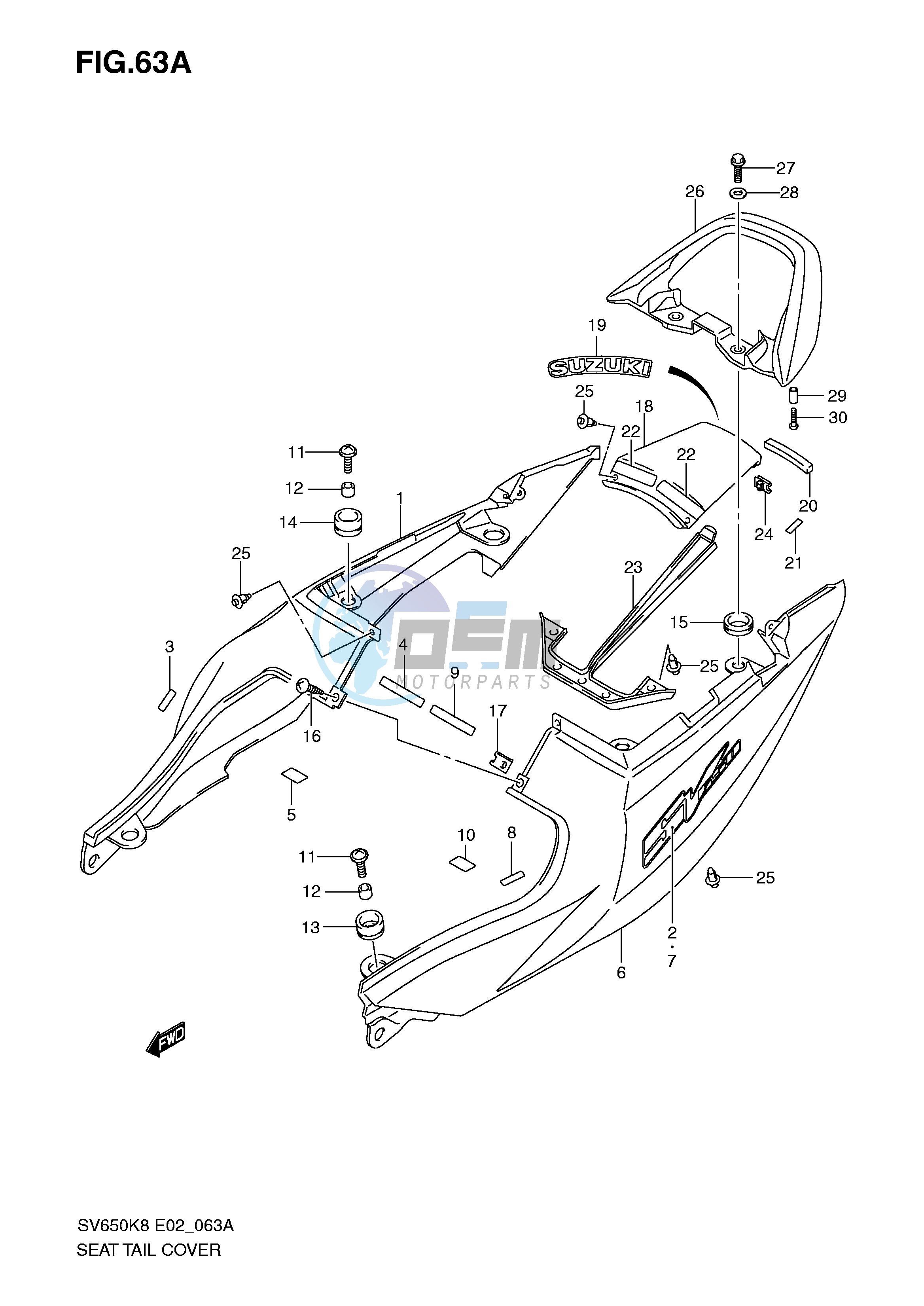 SEAT TAIL COVER (SV650K9 UK9 AK9 UAK9)