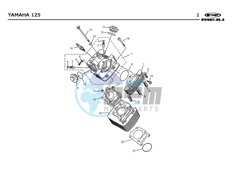 CYLINDER HEAD - CYLINDER  Yamaha 125 4t Euro 2