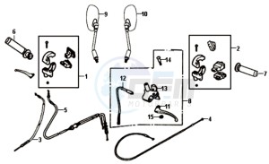 ALLO 50 25 KM/H L6 drawing HANDLEBAR / BRAKE LEVERS /CABLES