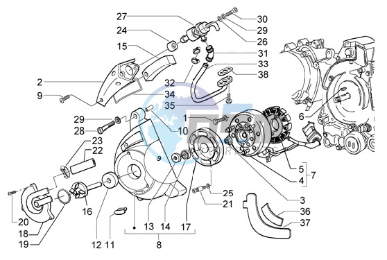 Flywheel magneto-secondary air box