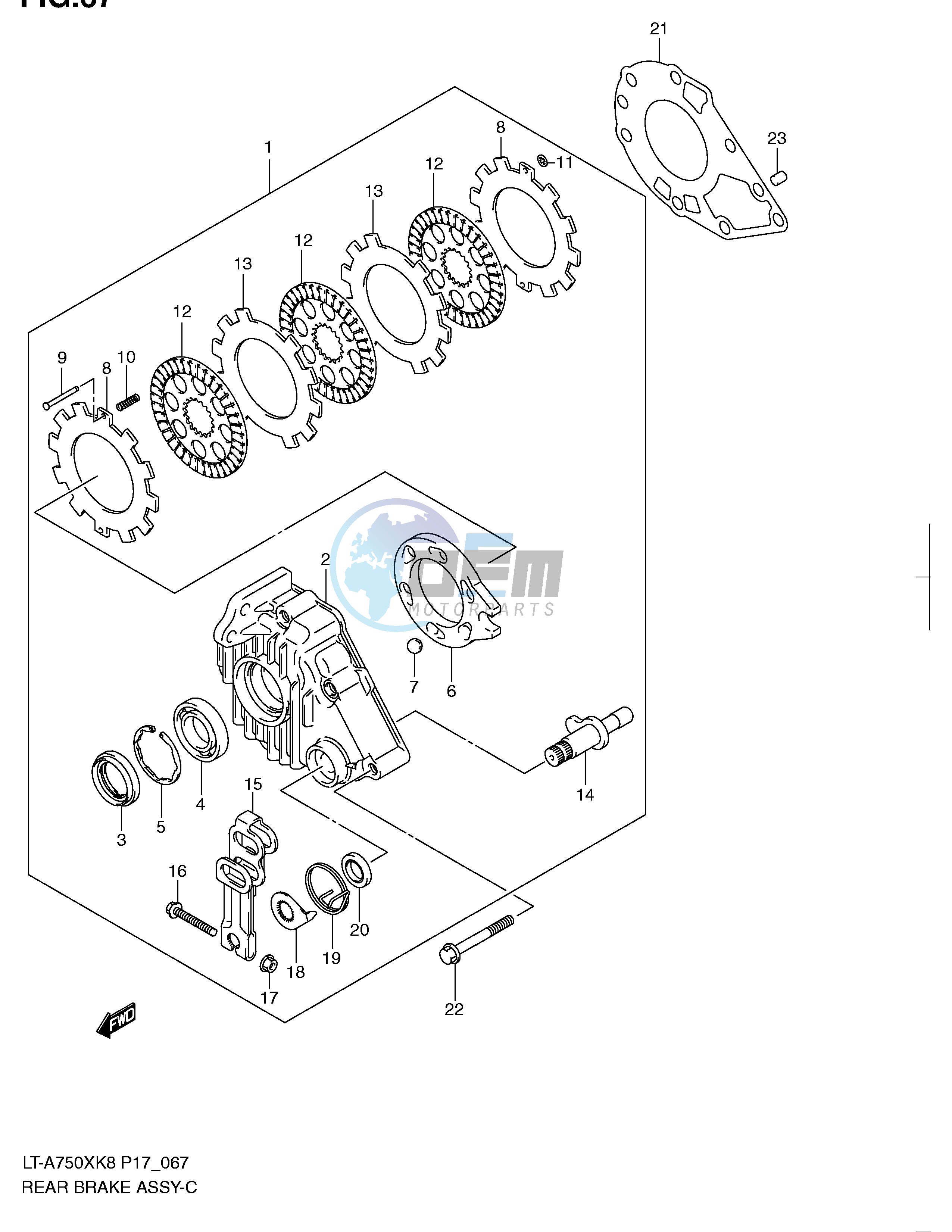 REAR BRAKE ASSY (LT-A750XK8 XZK8 XK9 XZK9)