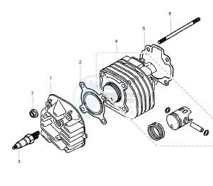 CS JOG R 50 drawing CYLINDER AND HEAD