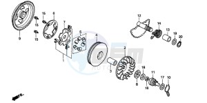 SFX50 drawing DRIVE FACE/ KICK STARTER SPINDLE