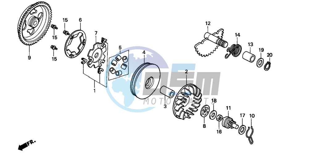 DRIVE FACE/ KICK STARTER SPINDLE