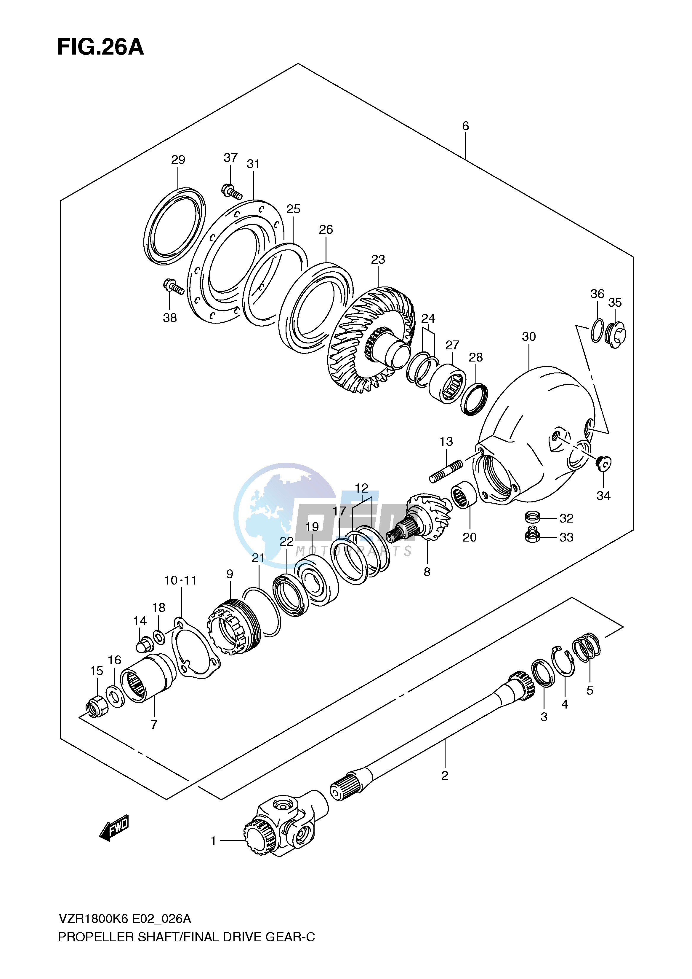 PROPELLER SHAFT FINAL DRIVE GEAR (MODEL K8 K9)