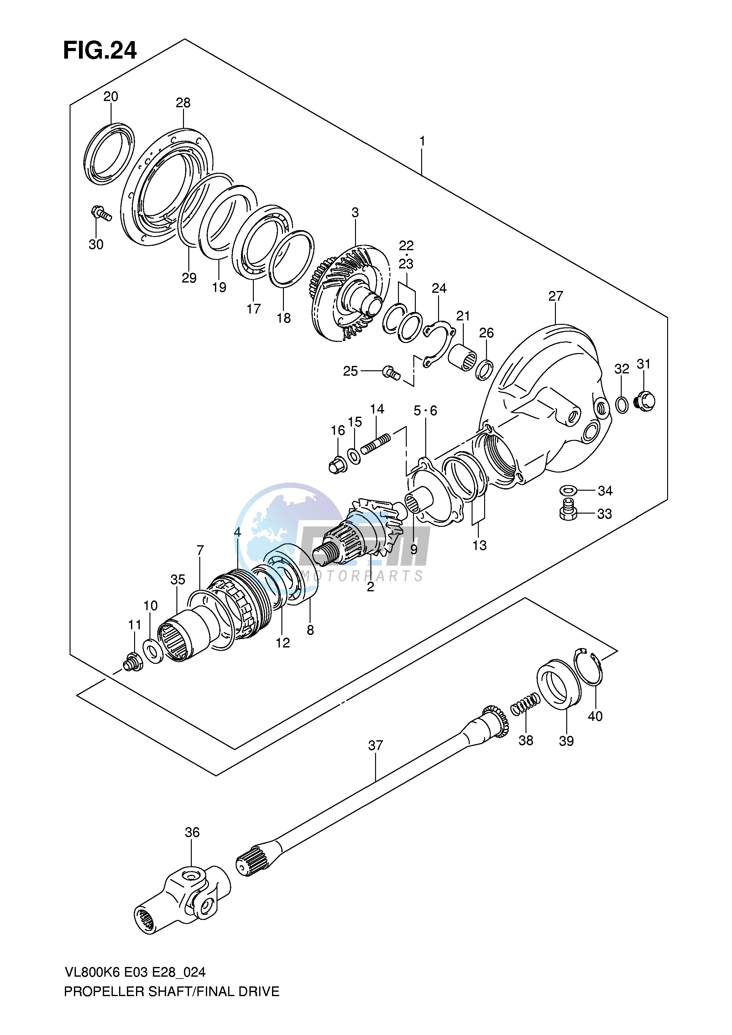 PROPELLER SHAFT - FINAL DRIVE GEAR (SEE NOTE)