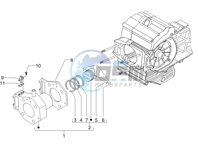 Cylinder-piston-wrist pin unit