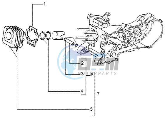 Cylinder- piston-wrist pin assy