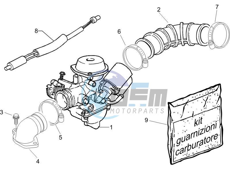 Carburettor assembly - Union pipe