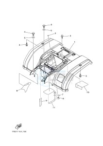 YFM350A YFM350TE GRIZZLY 350 2WD (B142 B143 B144) drawing REAR FENDER