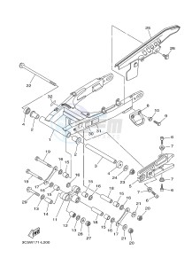 XT250 XT250F SEROW (1YBD) drawing REAR ARM