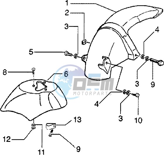 Front and rear mudguard