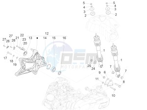 GTS 150 SUPER 4T 3V IE ABS E4 (EMEA) drawing Rear suspension - Shock absorber/s