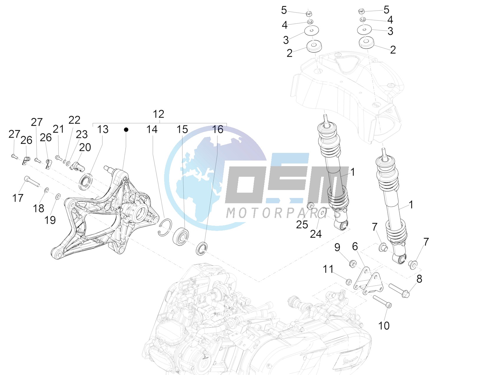 Rear suspension - Shock absorber/s