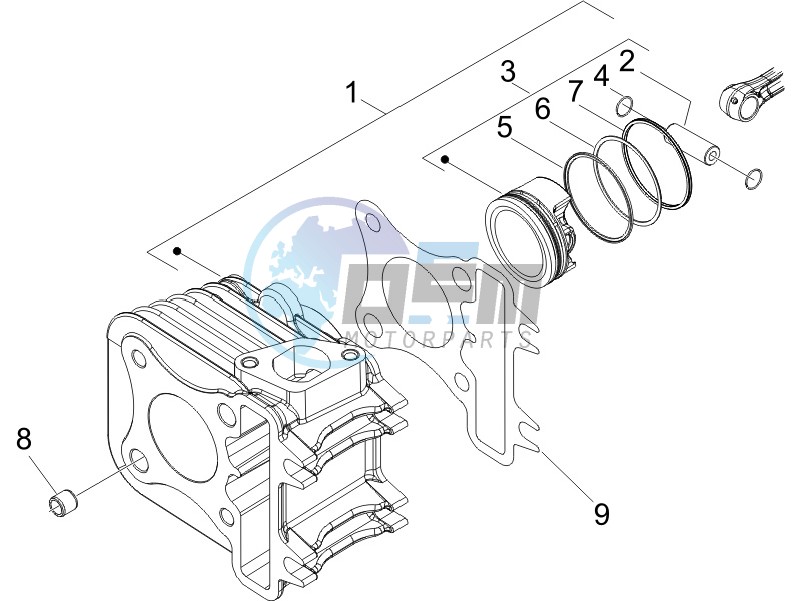 Cylinder-piston-wrist pin unit