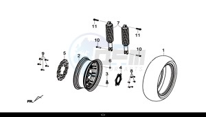 JOYMAX Z 300I ABS (LW30W1-EU) (L9) drawing R. WHEEL - RR. CUSHION