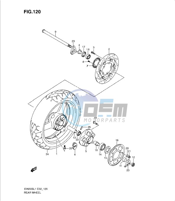 REAR WHEEL (SV650SAL1 E24)